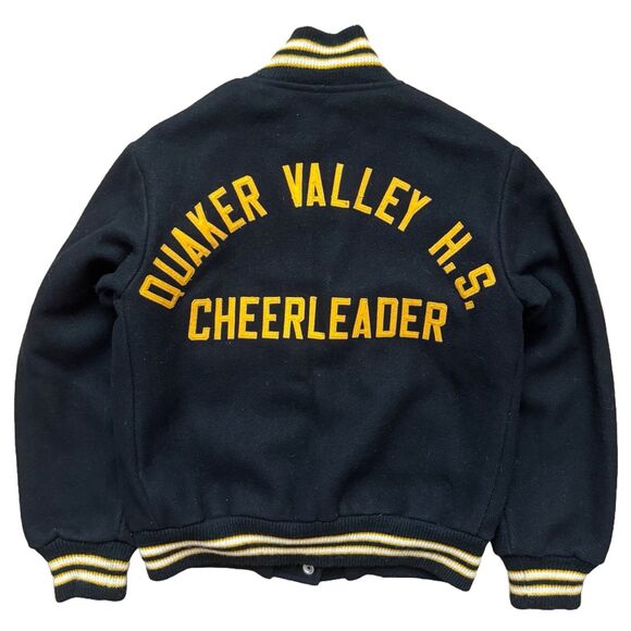 Vintage 70s Quaker Valley HS Letterman Varsity Bomber Jacket Size Small Wool